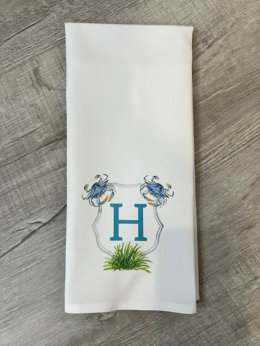 Blue Crab w/initials Hand Towel