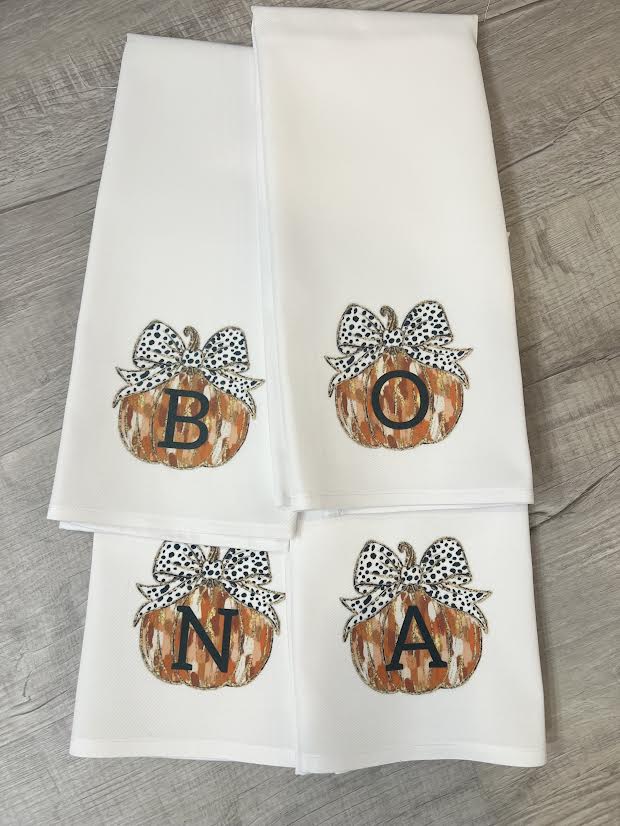 Pumpkins w/initials Hand Towel