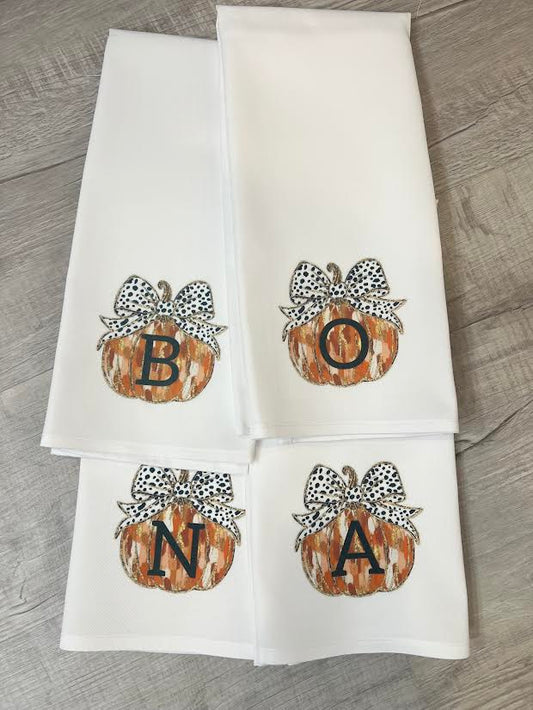 Pumpkins w/initials Hand Towel