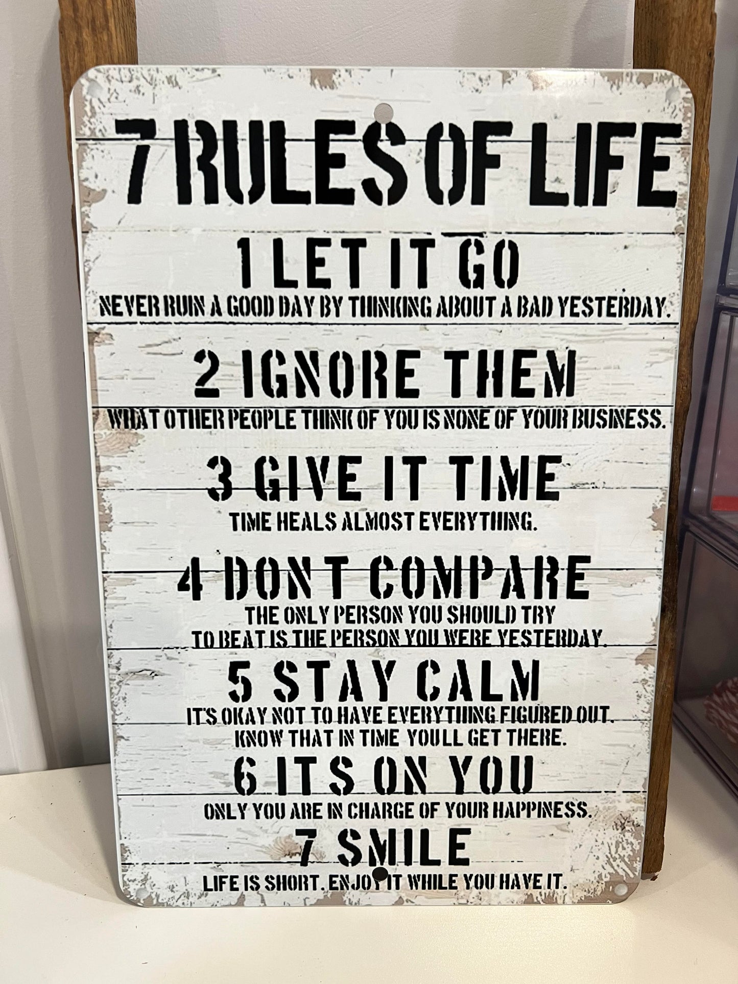 7 Rules of Life Metal Sign