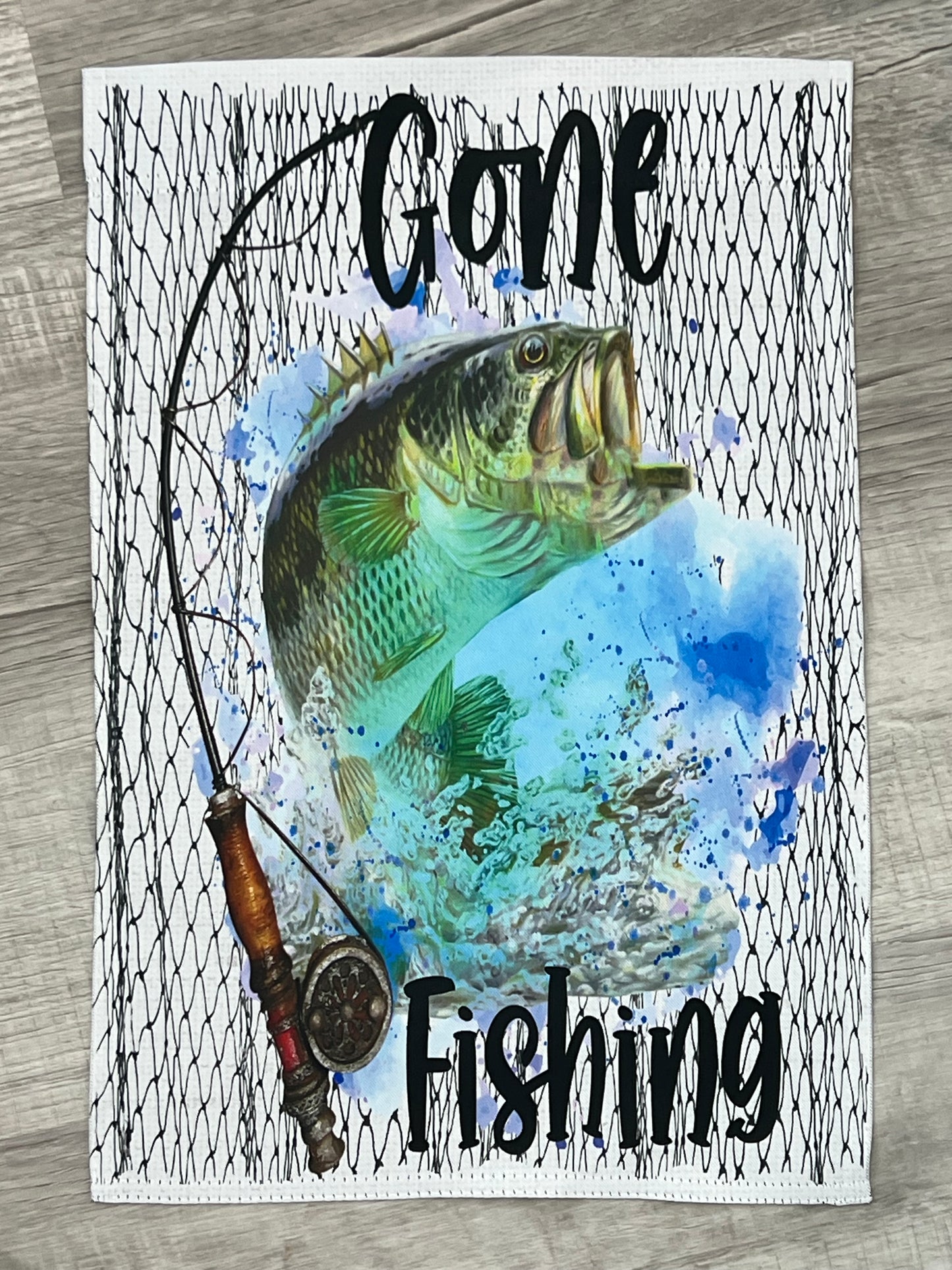Gone Fishing Garden Flag