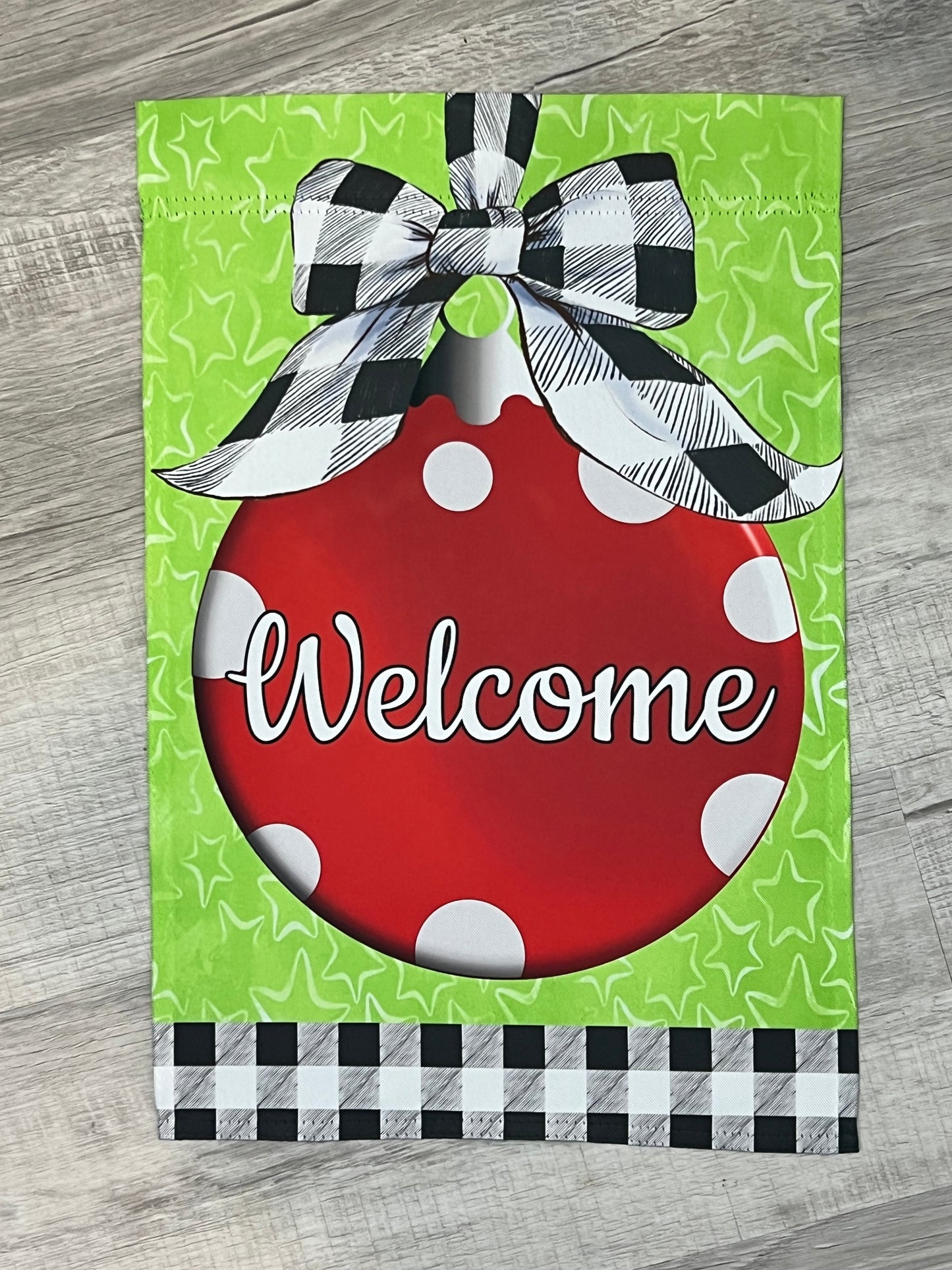 Welcome Red Christmas Ball with Bow