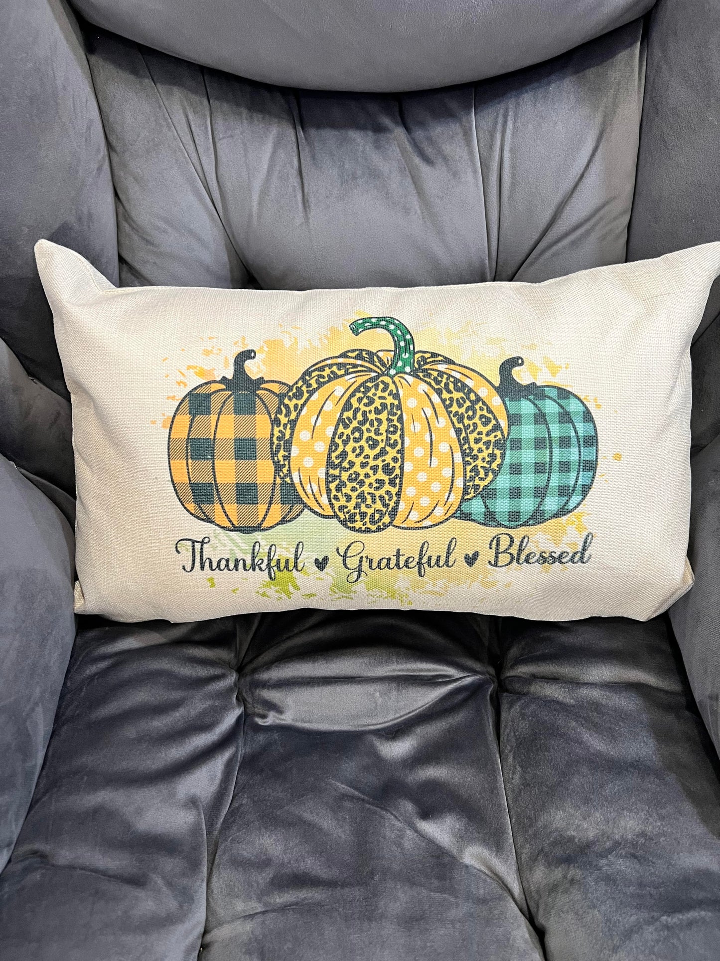 Thankful Grateful Blessed Pillow Cover