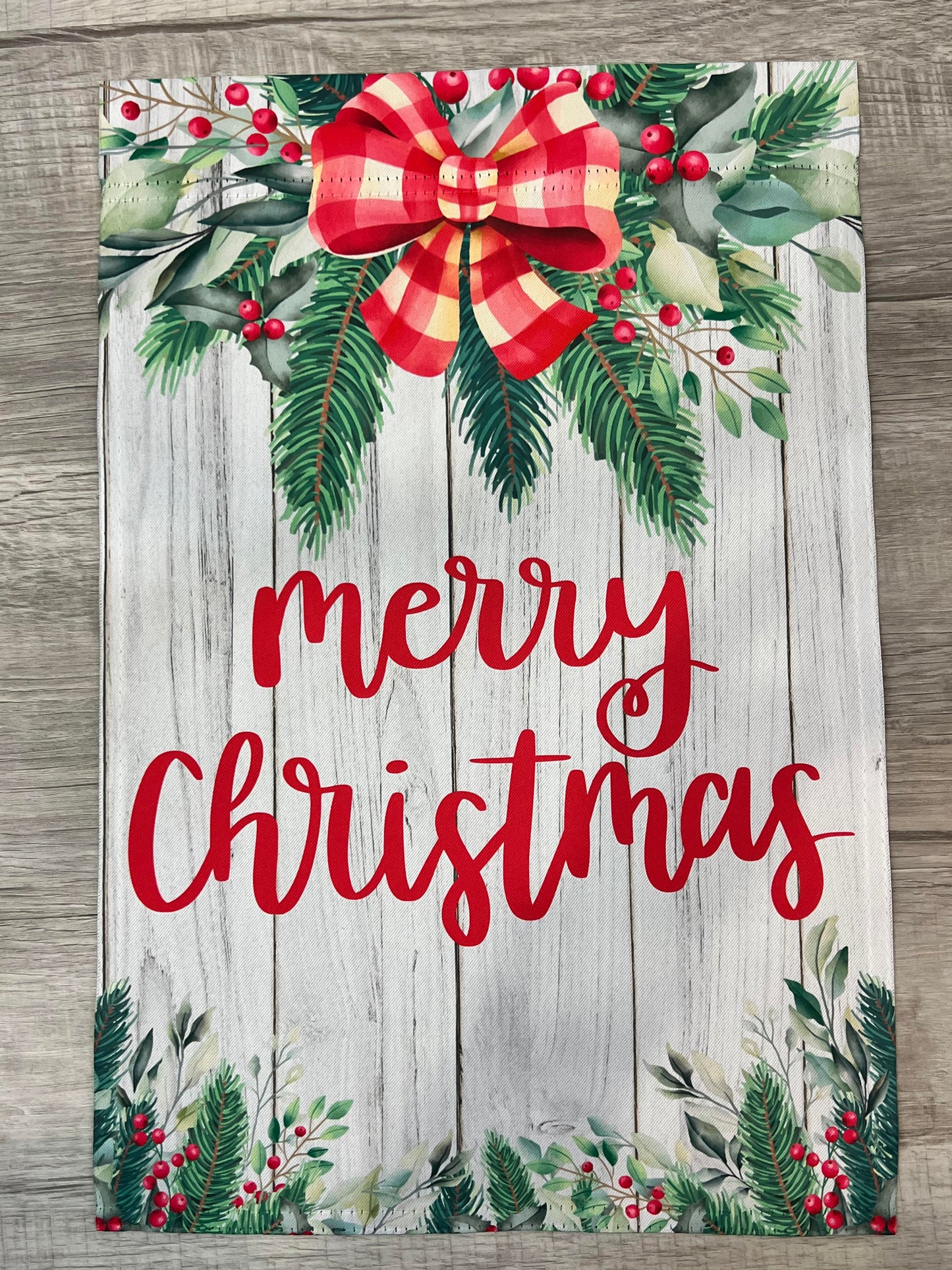 Merry Christmas Wreath Garden Flag