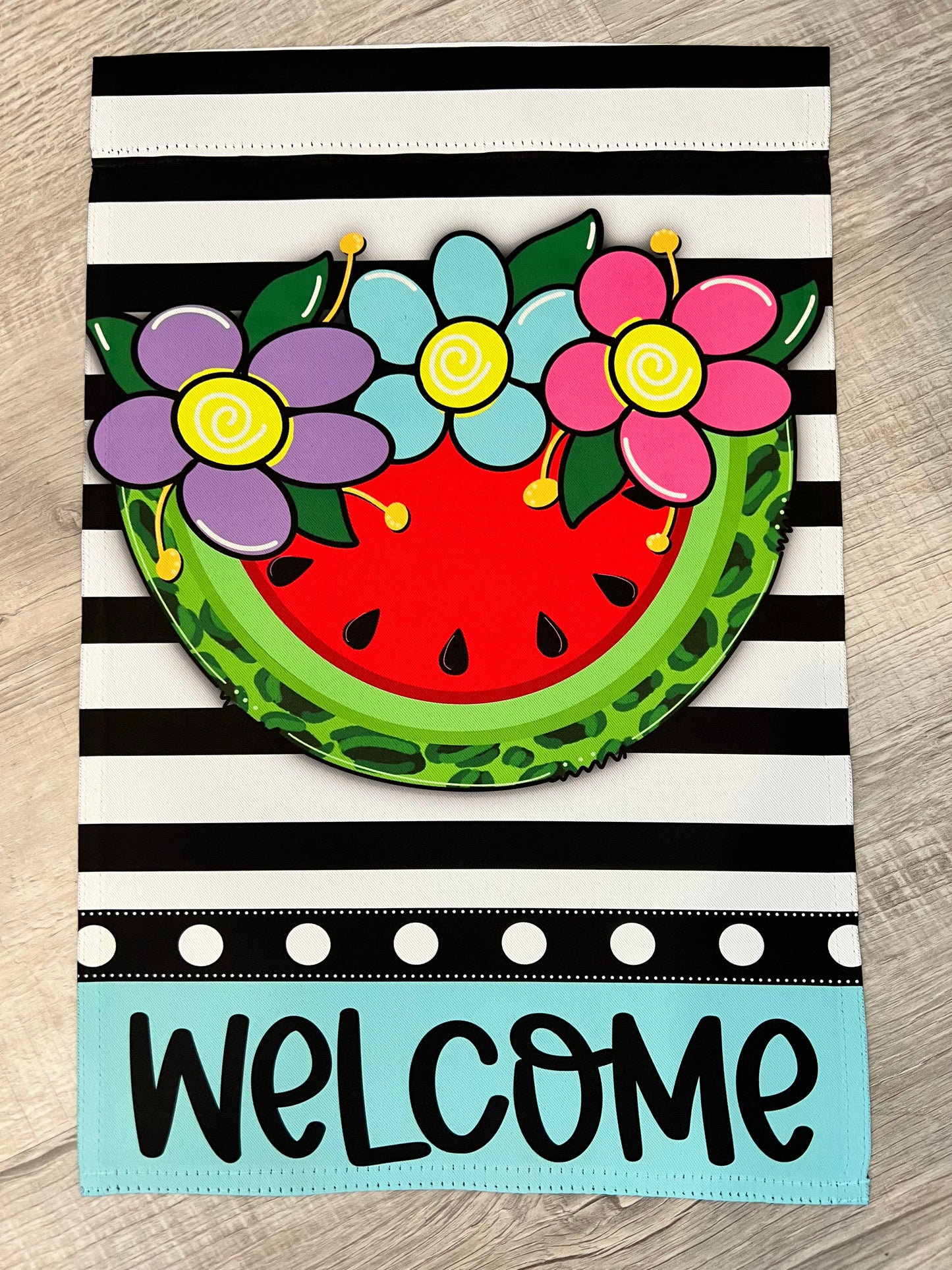 Welcome w/Watermelon Garden Flag